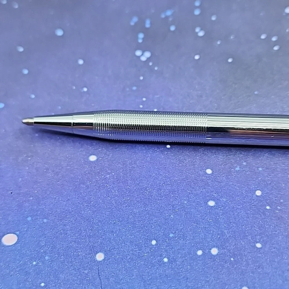 CROSS Authentic Chrome Ball Pen In Box #3502 Excellent Condition Tested!